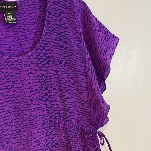 Central Park West 100% Silk Purple Snakeskin Print Blouse Size XXS - Picture 7 of 11